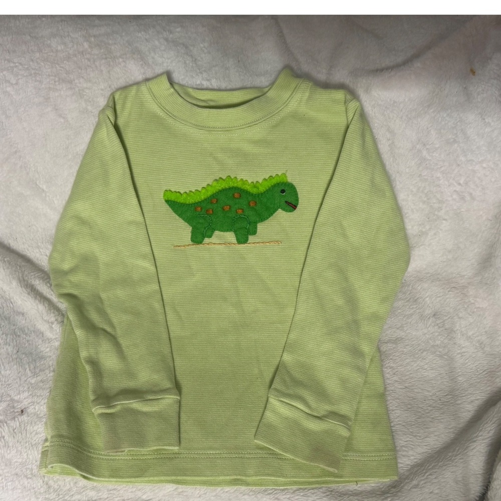 Squiggles by Charlie Toddler Boys Lime Green Dinosaur Pima Cotton Shirt 2T